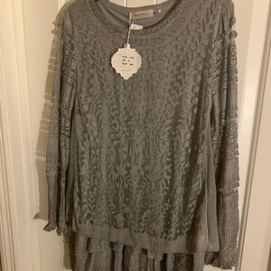 Long lacy Gray XL Sweater